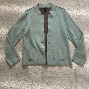 Eileen Fisher Sage and Brown Open Jacket
